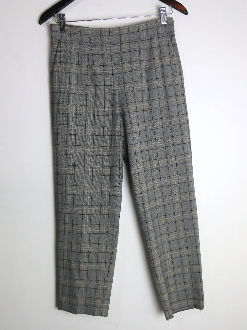 Aritzia Babaton Conan Pant Crepe Mid-rise Trousers Plaid W/ Elastic Waist Size 6